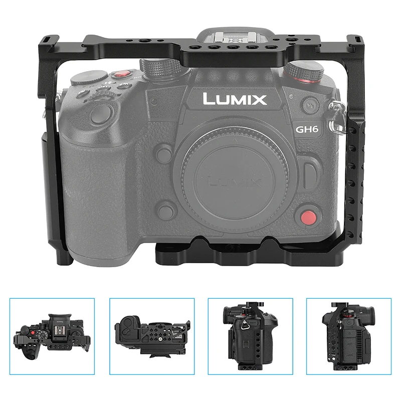 CAMVATE Full Camera Cage Rig with Top Handle & Cold Shoe Mounts & NATO Rail Special For Panasonic Lumix GH6