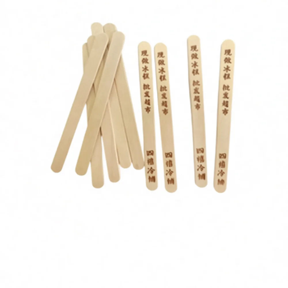 Natural Birch Wood Spoons Long Handle For Dessert Ice Cream Disposable Eco Friendly Catering Serving Party Supplies