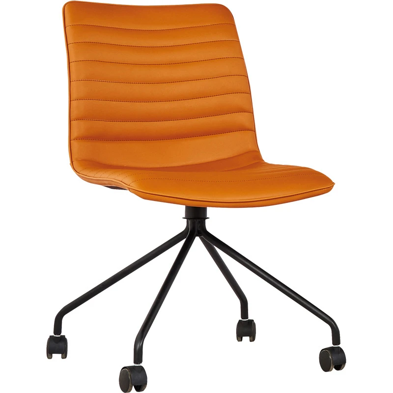 &Orange Pu Leather Swivel Armless Office Chairs with Chrome Base