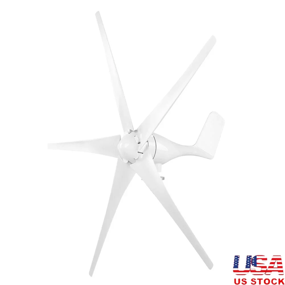 Small Wind Turbine Generator 1600W 5 Blade Industrial Energy Equipment 48V Dynamo White