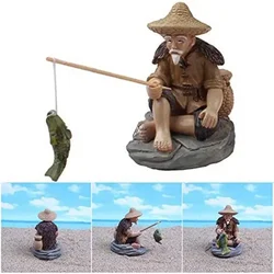 2024 Fisherman The fish tank decoration Mini Fish Tank Aquarium Rockery Home Decor Old Man Fishing Dollhouse Ornaments Drop Ship