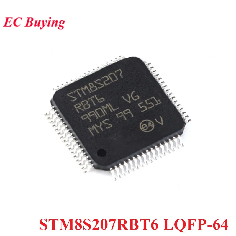 2Pcs/1pc STM8S207RBT6 STM8 STM8S207 STM8S 207RBT6 LQFP-64 24MHz 128KB Flash 8bit Microcontroller MCU IC Controller Chip