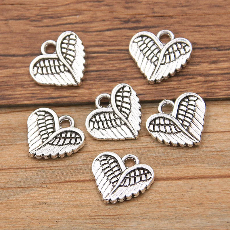 30PCS 12X13mm New Product Antique Color Herat Charms Two-sided Pendant Jewelry Metal Alloy Necklace Bracelet Earrings Marking