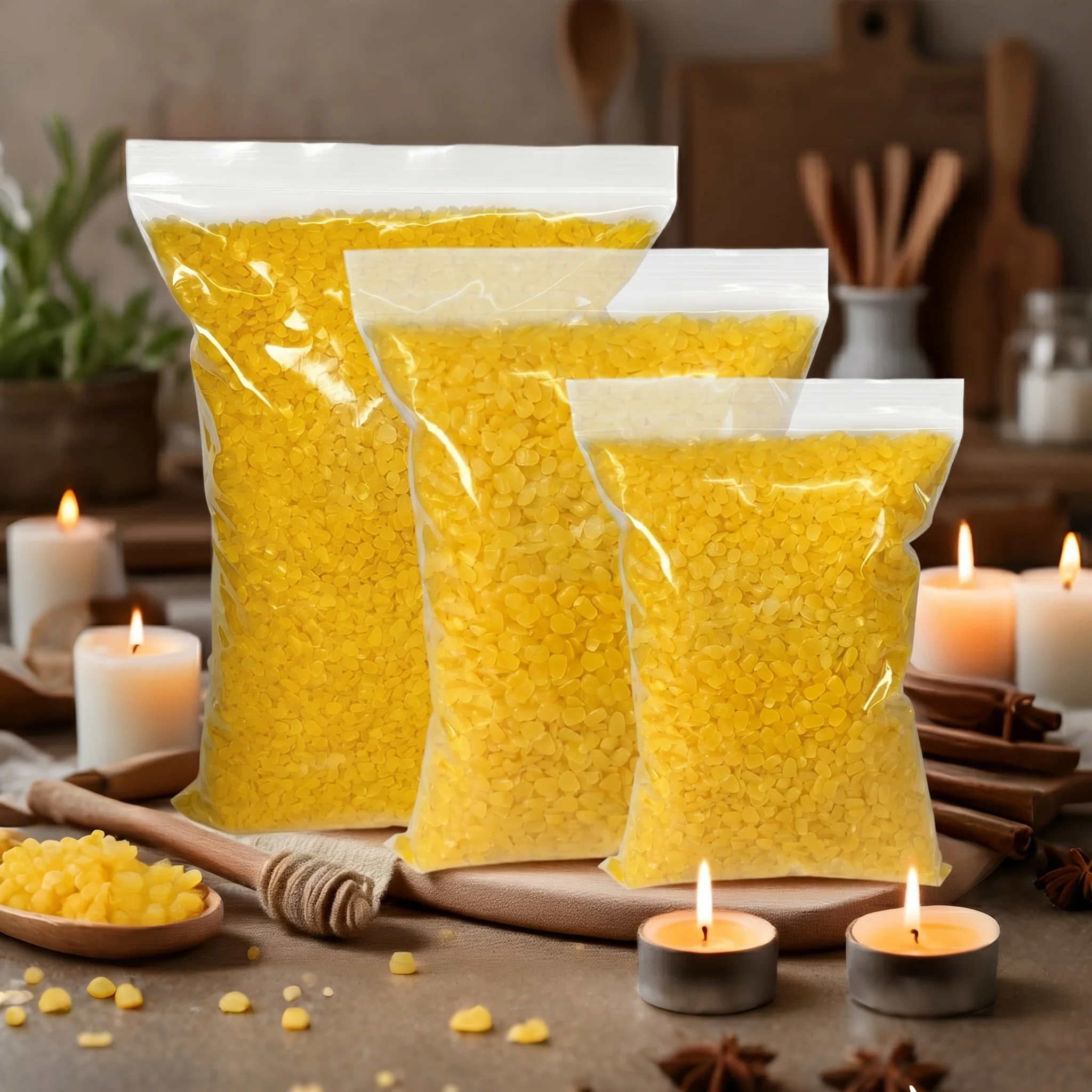 300g/600g/1200g Natural Bee Wax Granules DIY Aromatherapy Candle Handmade Soap Lip Balm Raw Material Bee Wax