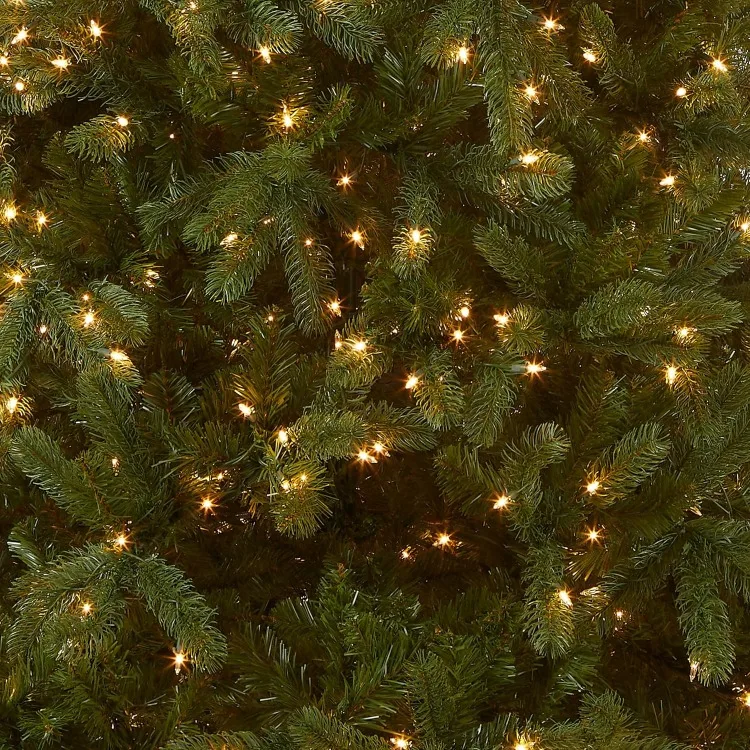 Pre-Lit 'Feel Real' Artificial Full Downswept Christmas Tree, Green, Douglas Fir, White Lights, Includes Stand, 6.5 feet