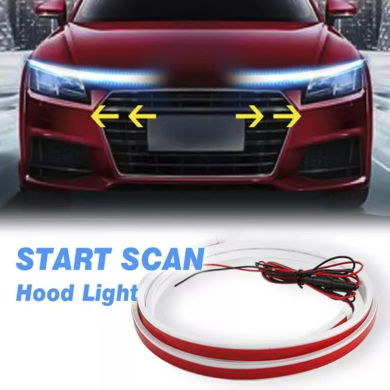 12v Flexible LED Car Truck SUV Universal Engine Hood Guide Decorative Light Bar Waterproof DRL LED Strip Daytime Running Light