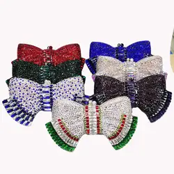 Newest Designer Green Evening Bags Bowknot Crystal Clutch Bags for Women Feast Purse Wedding Pouch Day Clutch sm220