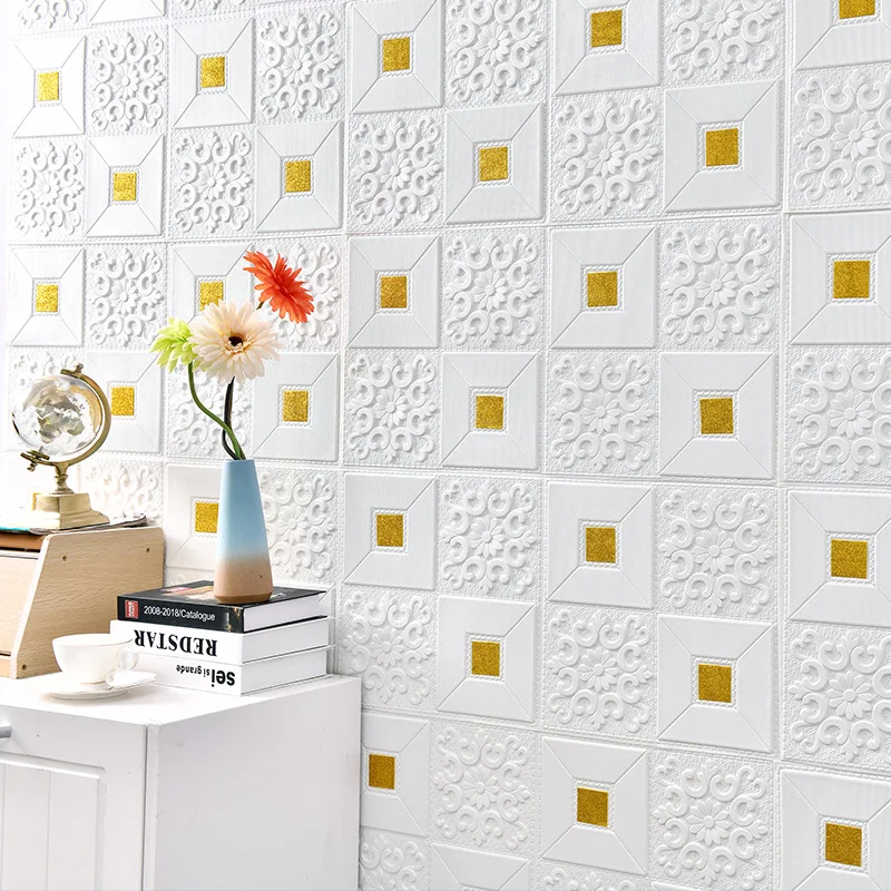 70x100cm Ceiling Wallpaper 3D Brick Pattern Wall Sticker Self-Adhesive Waterproof Living Room Wallpaper Home Wall Decoration