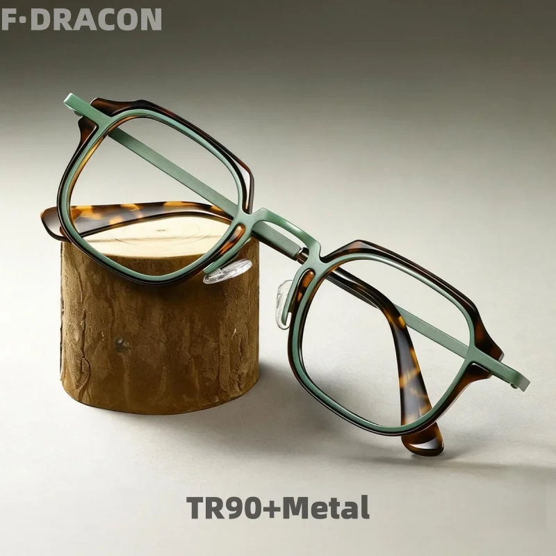 

New TR90 Glasses Frame Metal Square Men's and Women's Glasses Frame Ultra Light Anti Blue Light Optical Prescription Frame 7254