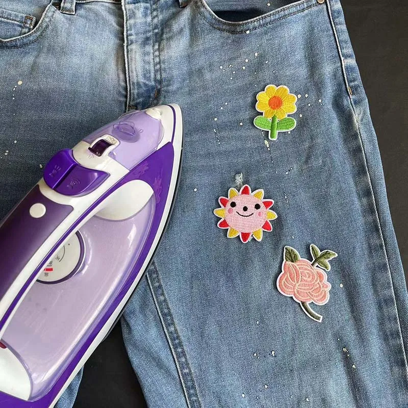 Parches bordados infantiles para planchar – Girasol y rosa - imagen 2
