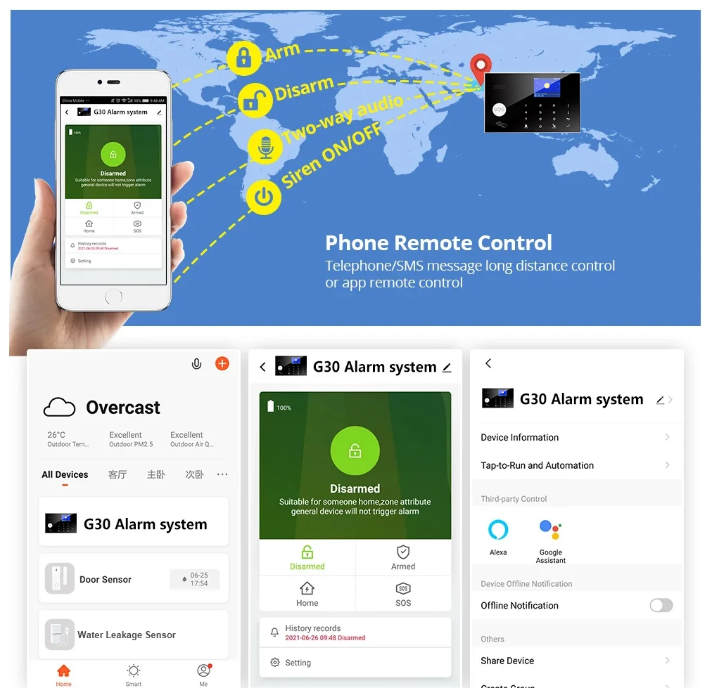 Imagem -04 - Sistema de Alarme Wi-fi Doméstico Inteligente Tuya Gsm sem Fio Porta e Sensor de Movimento Trabalhe com Alexa Eletrodoméstico