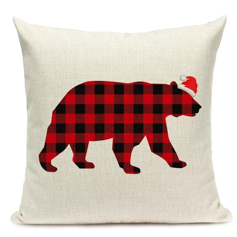 Linen Christmas Cushion Cover, Truck, Tree, Deer, Decorative Pillows Case,Home Sofa Decor Pillowcase, 45x45cm