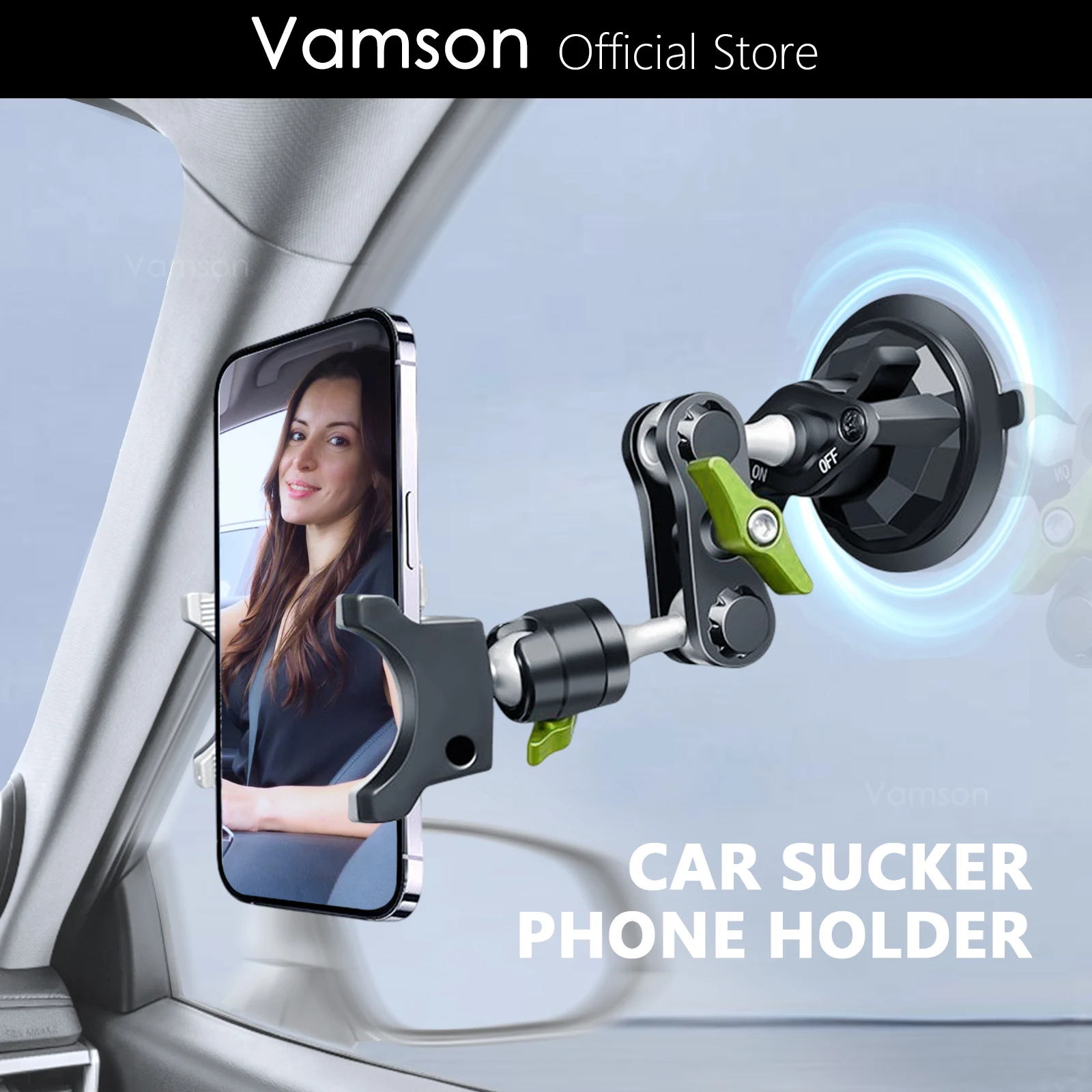 Vamson 360 Rotating Sucker Car Phone Holder for iPhone 14 13 12 for Insta360 X3 One X2 Camera Universal Suction Cup Accessories