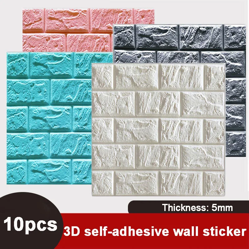 

3D Wall Sticker Self Adhesive Foam Panel for Home Living Room DIY Decor Kitchen Bathroom Decoration Waterproof Wallpaper Sticker