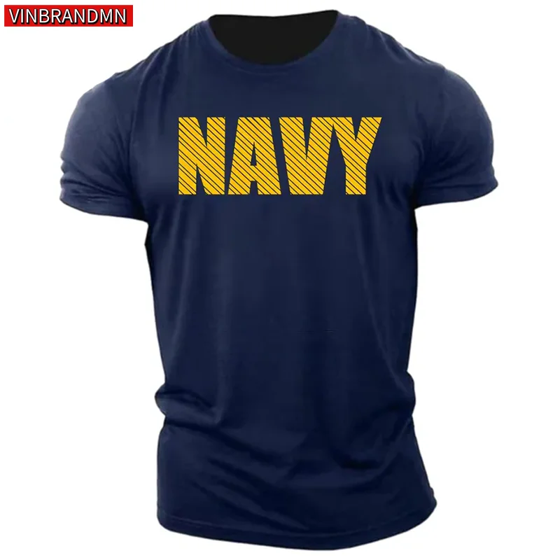 2025 United States Army Fans New Summer US NAVY Theme Navy Twill Design T-shirt Tough Men's Sportswear Printed T Shirt For Man