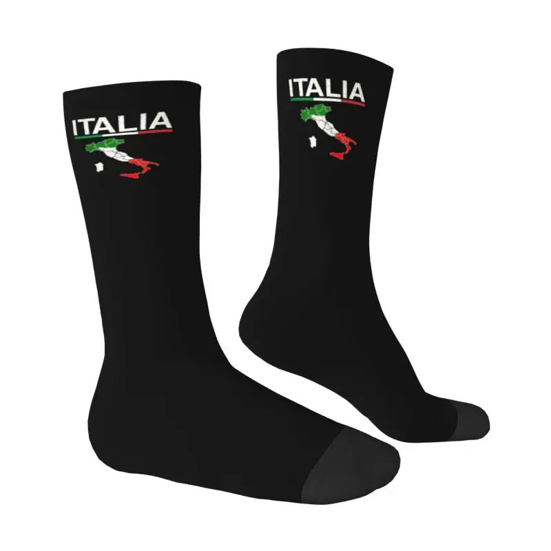 Custom Funny Italy Flag Italian Map Socks Women Men Warm 3D Printed Patriotic Pride Sports Basketball Socks