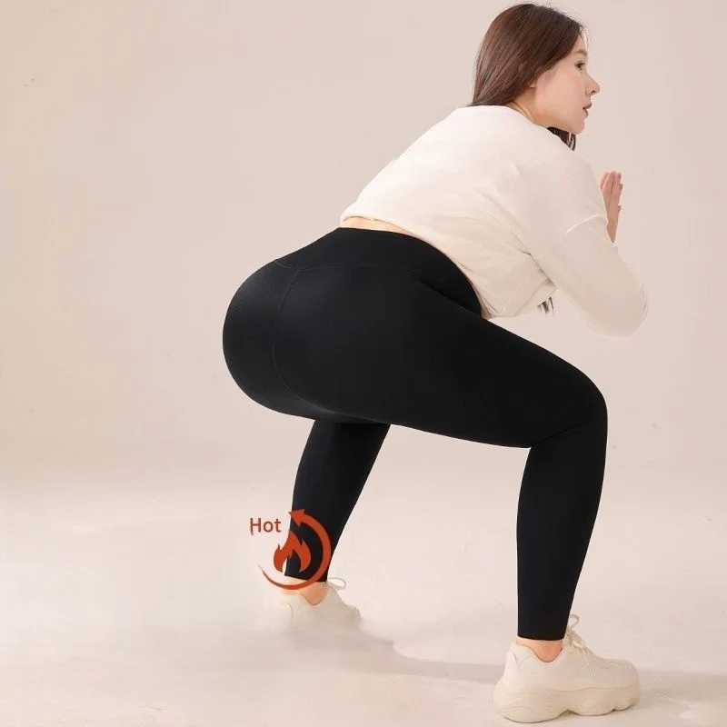 Yoga Pants Dark Green Women Charcoal Fluff Lace Up Polar Flocking Club  Feel Apparel Tight Fitting Cute Embroidered Lining