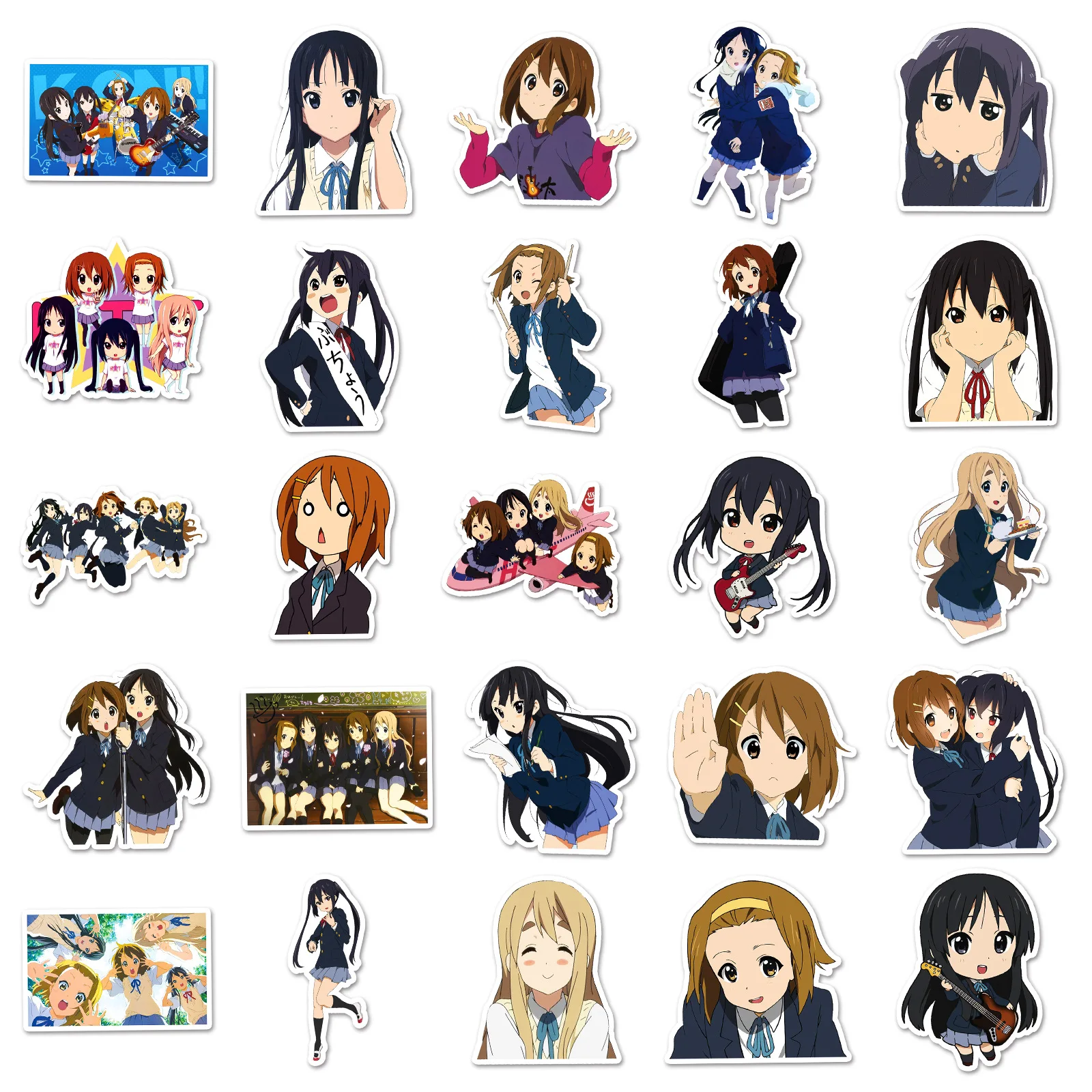 50pcs K-ON Anime Waterproof Stickers for Wall Phone PC Case Gifts