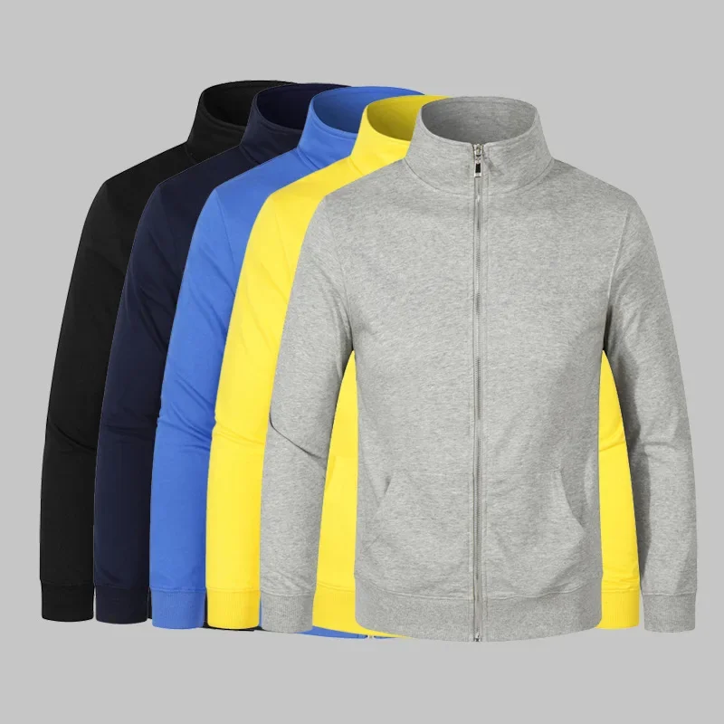

Spring Autumn Zipper Sweatshirt Men's Women's Jacket Long Sleeve Sport Coats Cardigan Sportswear Solid Color Outerwear Pockets