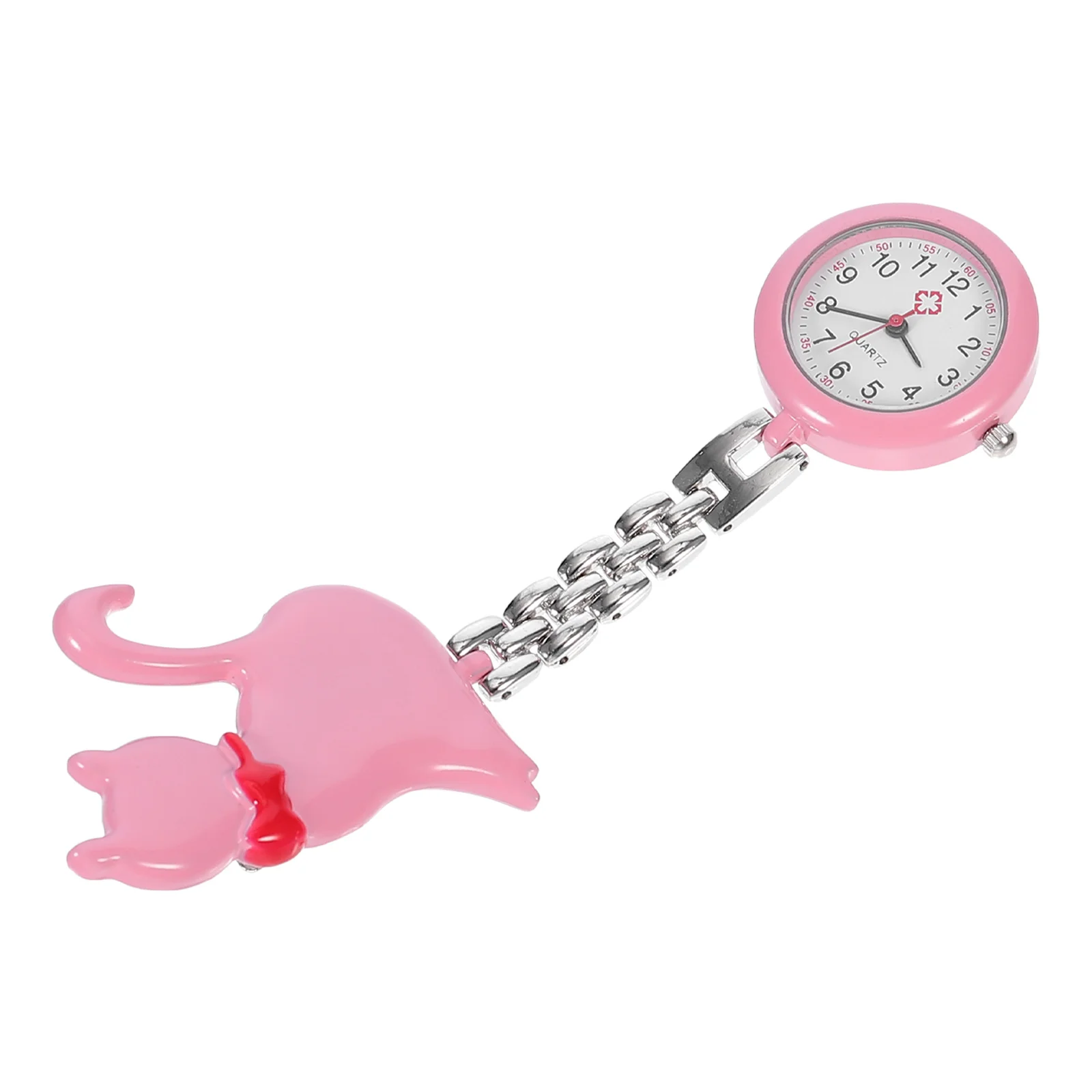 1 pc Kitten Quartz Pocket Lightweight Nurse Hanging Watch With Safety Clip Clip-On Portable Watch For Doctors Nurses