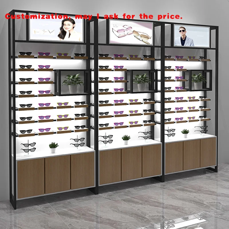 custom.Customized Wooden Glasses Display Showcase Optical Glasses Sunglasses Store Fixtures Eyeglass Display Cabinet
