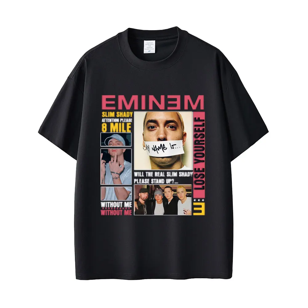 

Rapper Eminem Slim Shady Pop Music T-shirt Men's Clothing Vintage Streetwear Men Women Hip Hop Fashion Short Sleeve Tops T Shirt