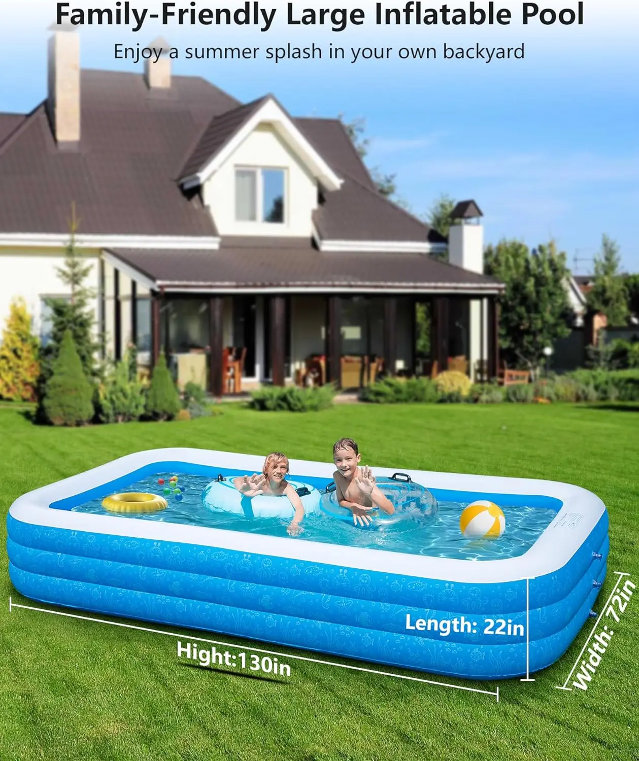 Extra Large Inflatable Pool, 130