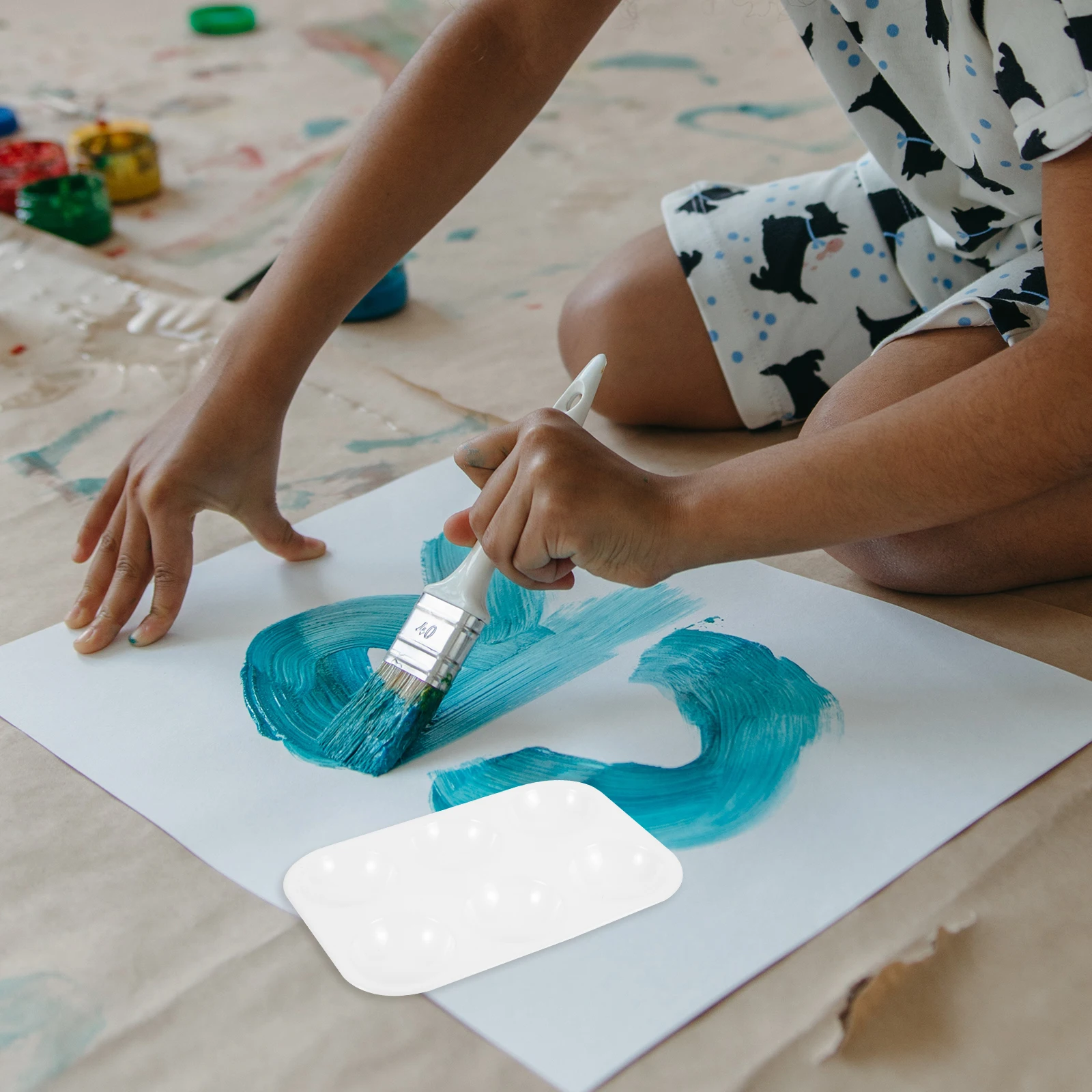 

12 Pcs Palette Watercolor Tray Trays Six Hole White Square Paint Child