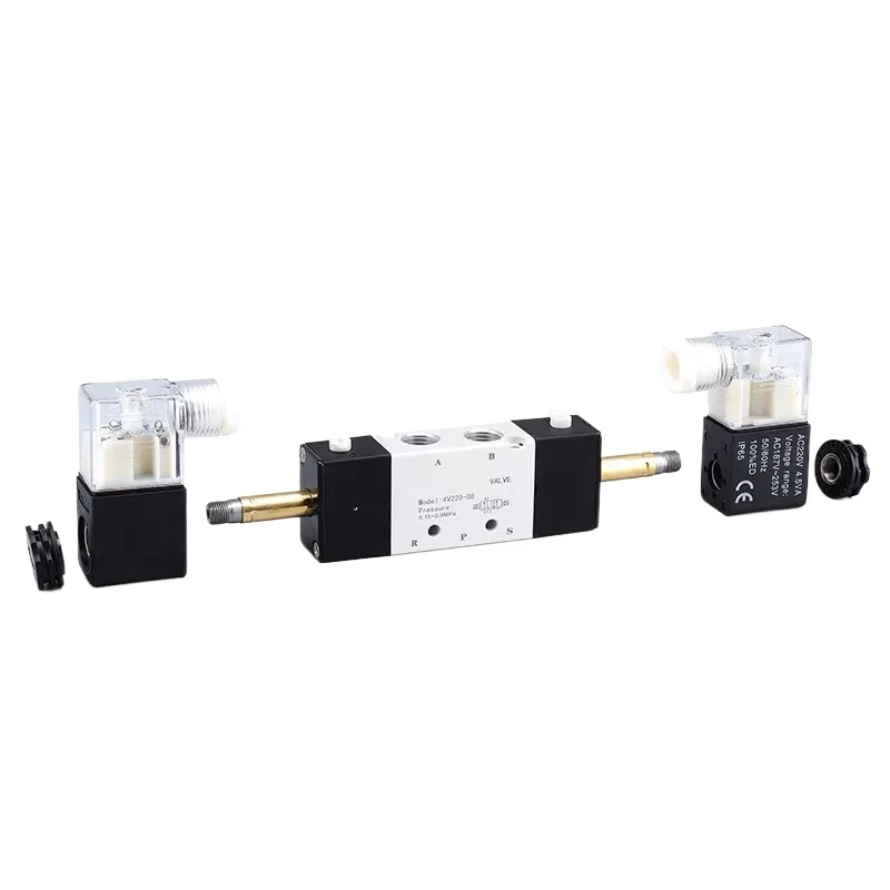 4V120-06 4V220-08 4V320-10 4V420-15 Pneumatic Solenoid Valves  5/2 Way Valve Port Single Coil DC24V AC220V