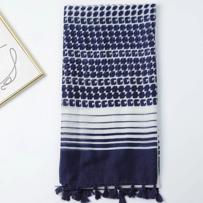 

Шестиугольный принт Бали Шелковая фабрика Распродажа-Длинный шарф Летние путешествия Отпуск Теплая шаль