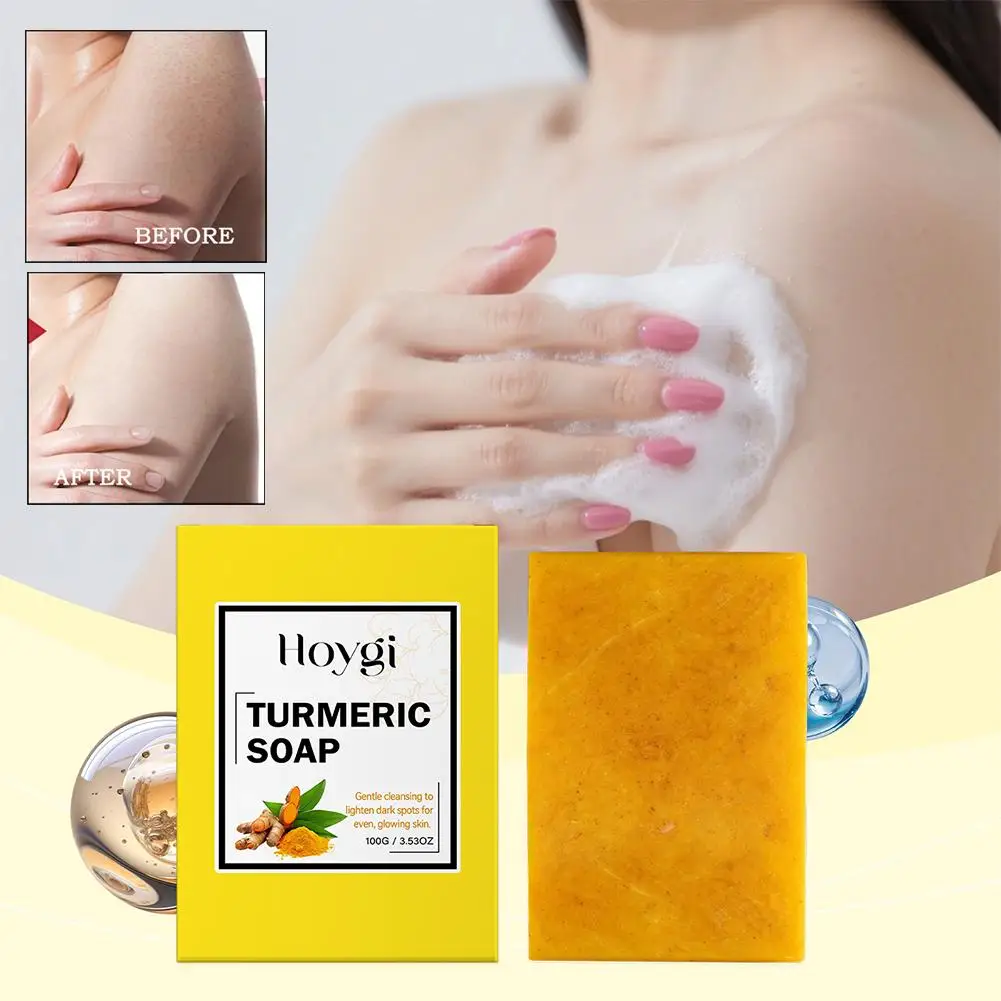 

100g Turmeric Kojic Acid Soap with Lemon Granules Exfoliating Scrubbing Skin Lightening Body Care
