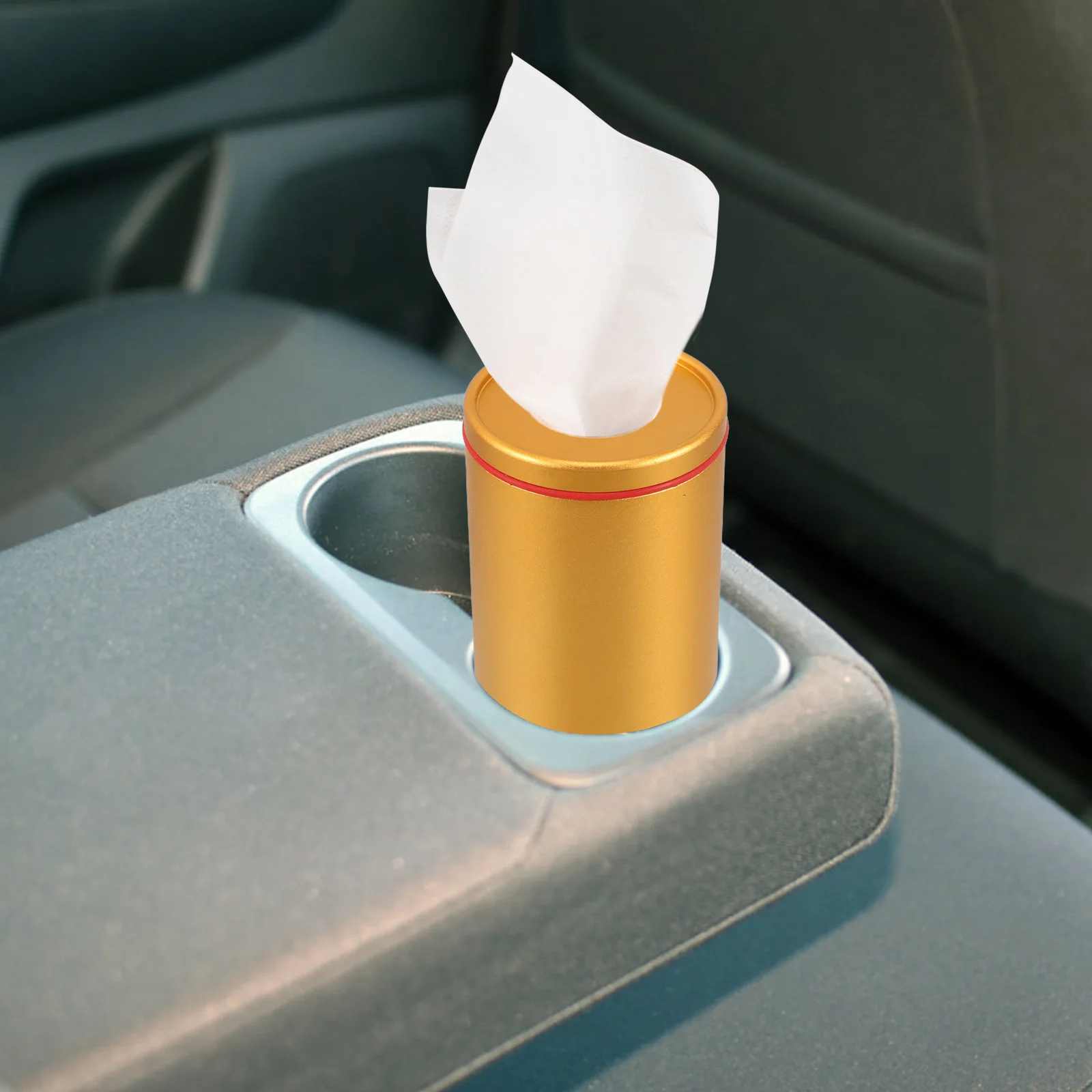 

Sturdy Aluminum Alloy Car Tissue Holder Multifunctional Cup Storage Round Design Napkin Dispenser Compatible With Various