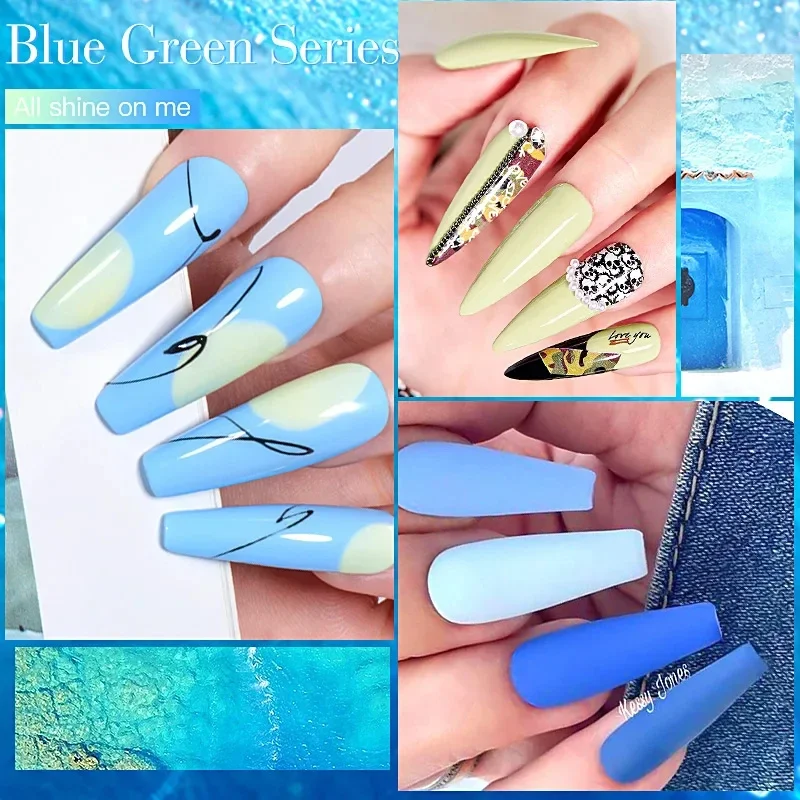 Mtssii 6Pcs/Set Sea Blue Purple Glitter Gel Nail Polish Peach Pink Color Semi Permanent Nail Art Gel Vernish For Manicure Kits image 5