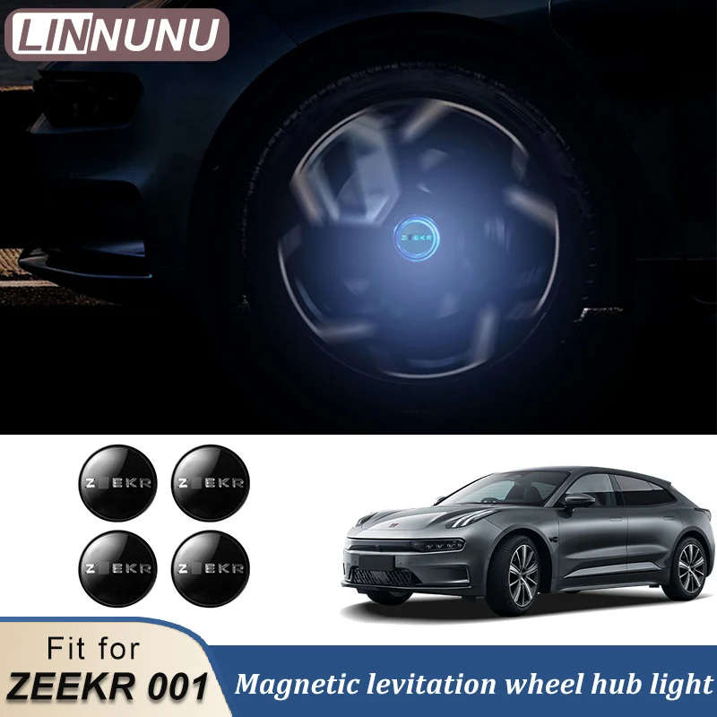 LINNUNU Car Wheel Center Caps Magnetic Levitation Wheel Hub Light Illuminated Wheel Hub Center Cover For ZEEKR 001 Accessories