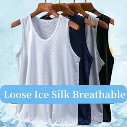 Ice Silk Mesh Men's Sleeveless T-shirt Thin Breathable Tank Top Bodybuilding Gym Clothing Men Fitness Vest Male Muscle Singlets