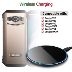 Caricabatterie Wireless veloce da 15W per Doogee DK10 V11 V10 V20 V30 V30T Pad di ricarica Wireless per telefono robusto con cavo di tipo C