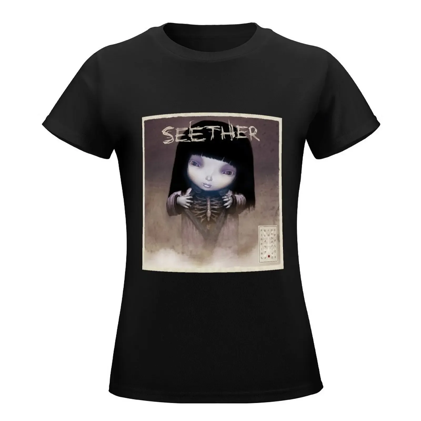 Seether Finding beauty in negative spaces T-Shirt korean fashion aesthetic clothes cute t-shirts for Women