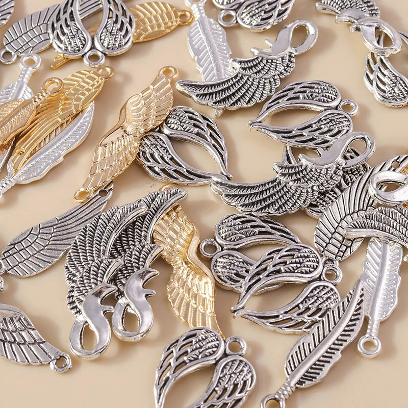Leslie Mixed 20 Stück Charms Legierung Metall Federflügel Anhänger für DIY handgefertigte Armbänder Halsketten Schmuckherstellung Zubehör – Detail 4