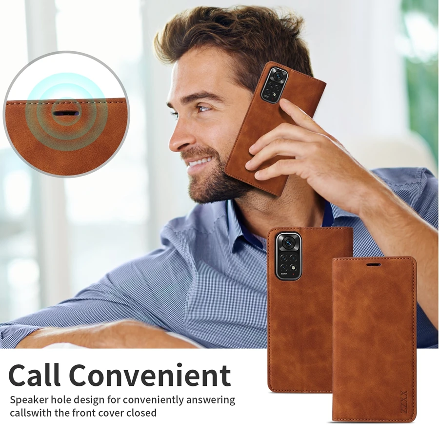 Skórzane etui z klapką dla Xiaomi Redmi 10, 10C, 9A, 9C, 9T, Note 11, 11S, 11 Pro, 10S, 9, 8 Pro, Mi Poco, F3, X3, X4, Pro, 11i, 11T — zdjęcie 6