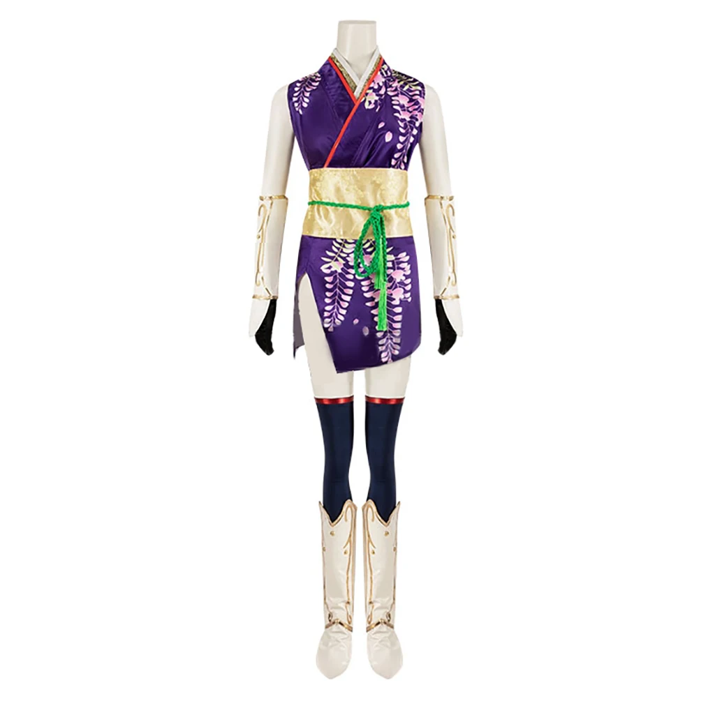 Kunimitsu Cosplay Game Costume Women Sexy Purple Cheongsam Battle Dress Suit Halloween Carnival Party Comic Con Streetwear