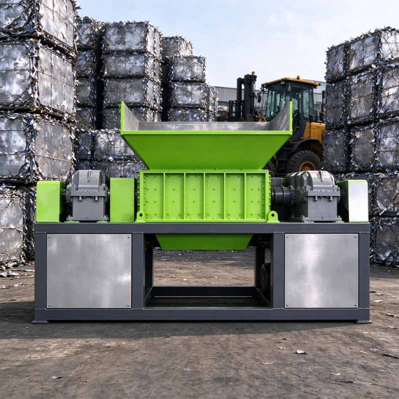 Dual Shaft Crushing Machine Super Power High Throughput Reliable With Replaceable Hardened Blades For Industrial Waste E Scrap