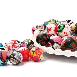 10Pcs Silicone Round Beads 15mm Halloween Cartoon Print Teething Beads for DIY Baby Pacifier Chain Bracelet Chew Toys Accessorie