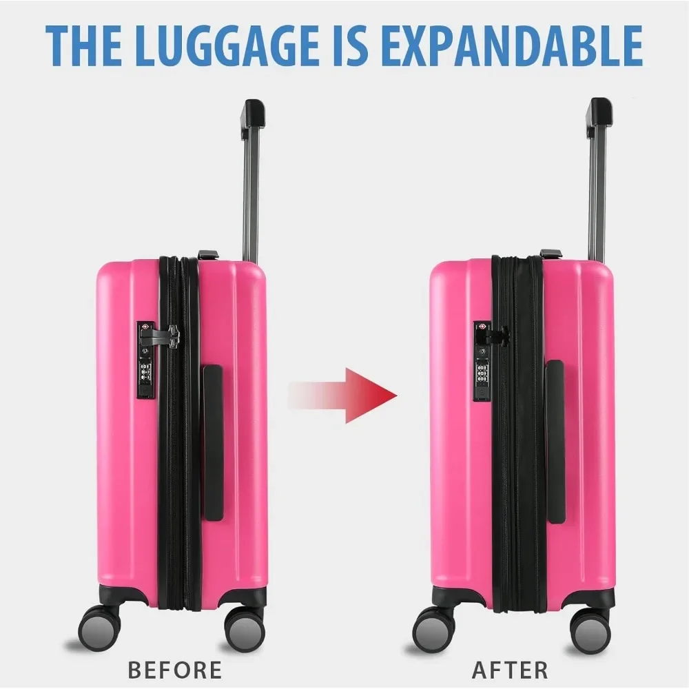 Expandable Hardside Spinner Luggage with TSA Lock, Durable Rolling Suitcase for Travel with USB Port, Long-lasting Carry-On Bag