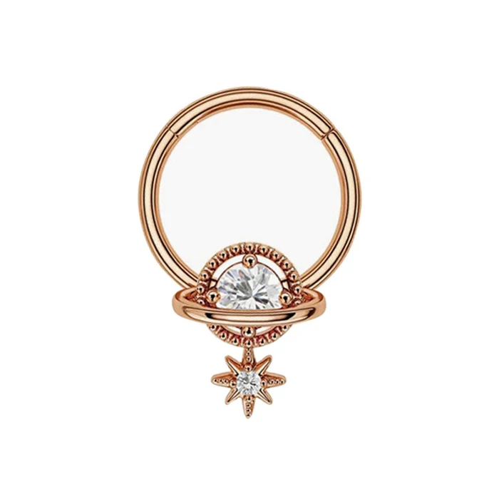 Mode Kristall Edelstahl Septum Hoop Clickers Nasenring Frauen Tragus Knorpel Helix Piercing Creolen Schmuck