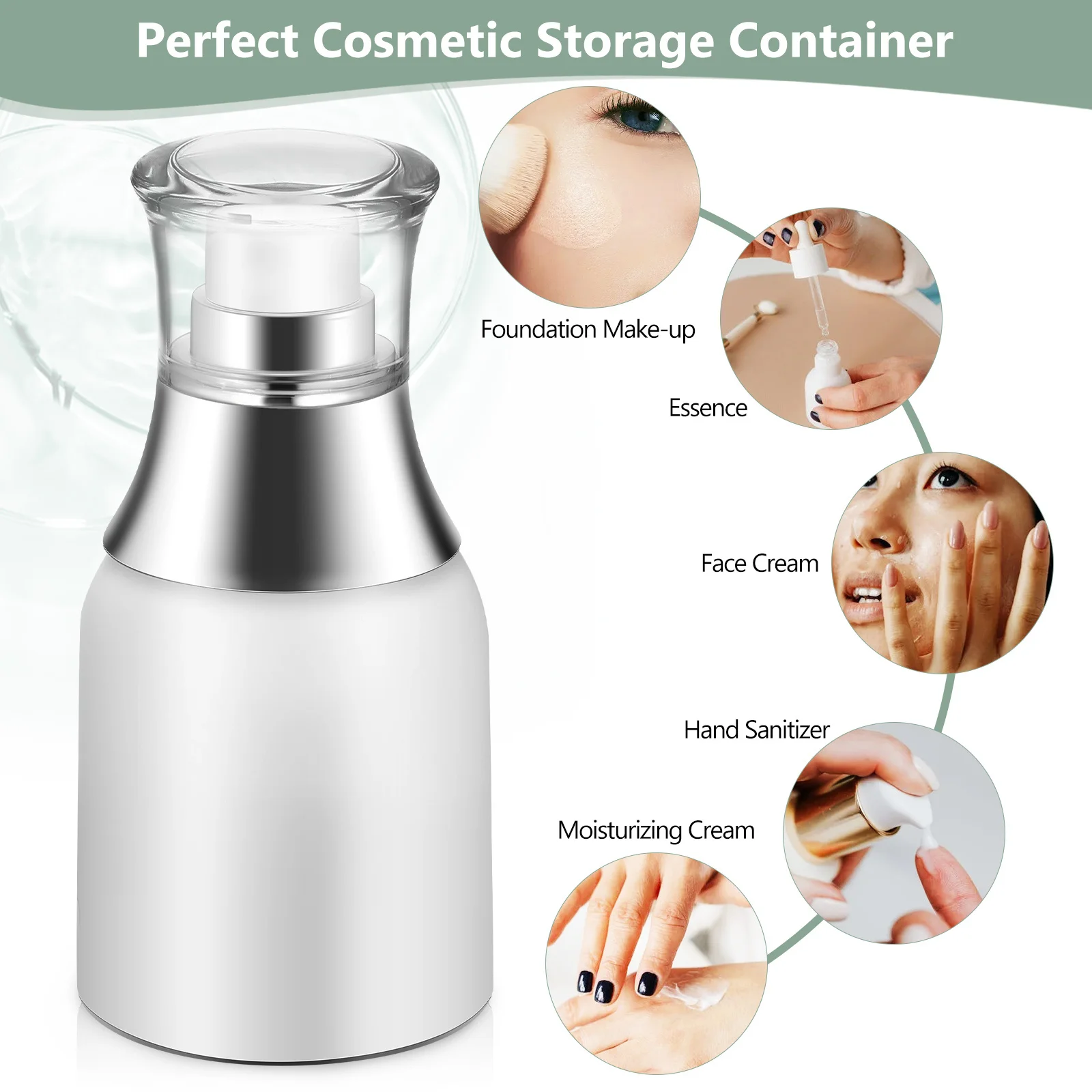 3Pcs Airless Pump Vacuum Bottles Acrylic Dispenser Container for Lotion Foundation Cream Travel Refillable Empty