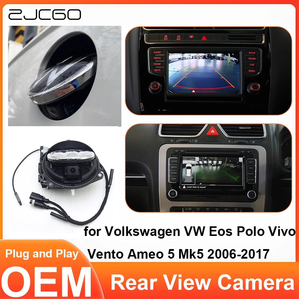 

for Volkswagen VW Eos Polo Vivo Vento Ameo 5 Mk5 2006-2017 Rear View Reverse Backup LOGO OEM Camera Plug and Play PQ RGB CanBus
