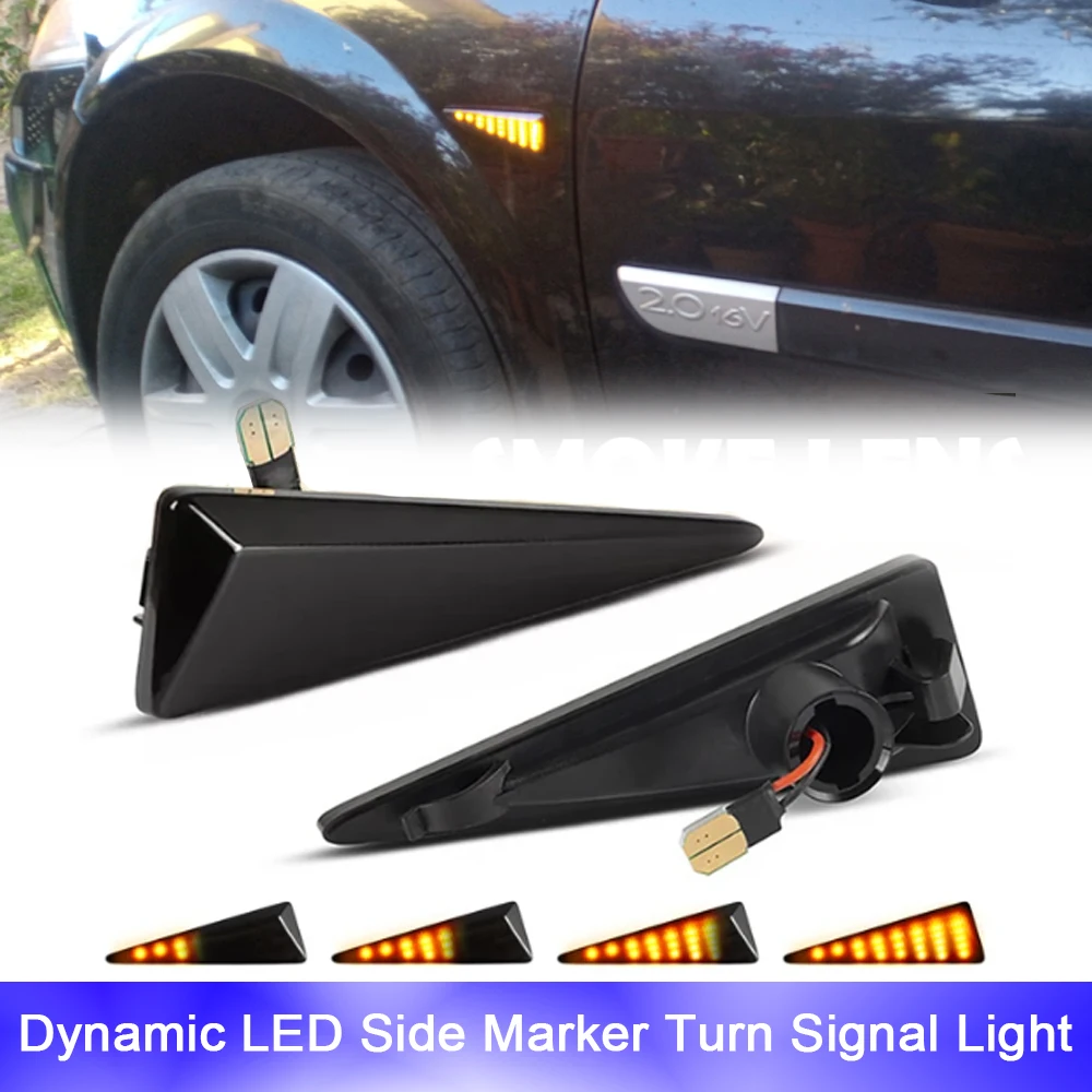 

LED Dynamic Amber Side Fender LED Repeat Turn Signal Marker Light For Renault Wind Vel Satis Thalia Symbol Grand Scenic Megane