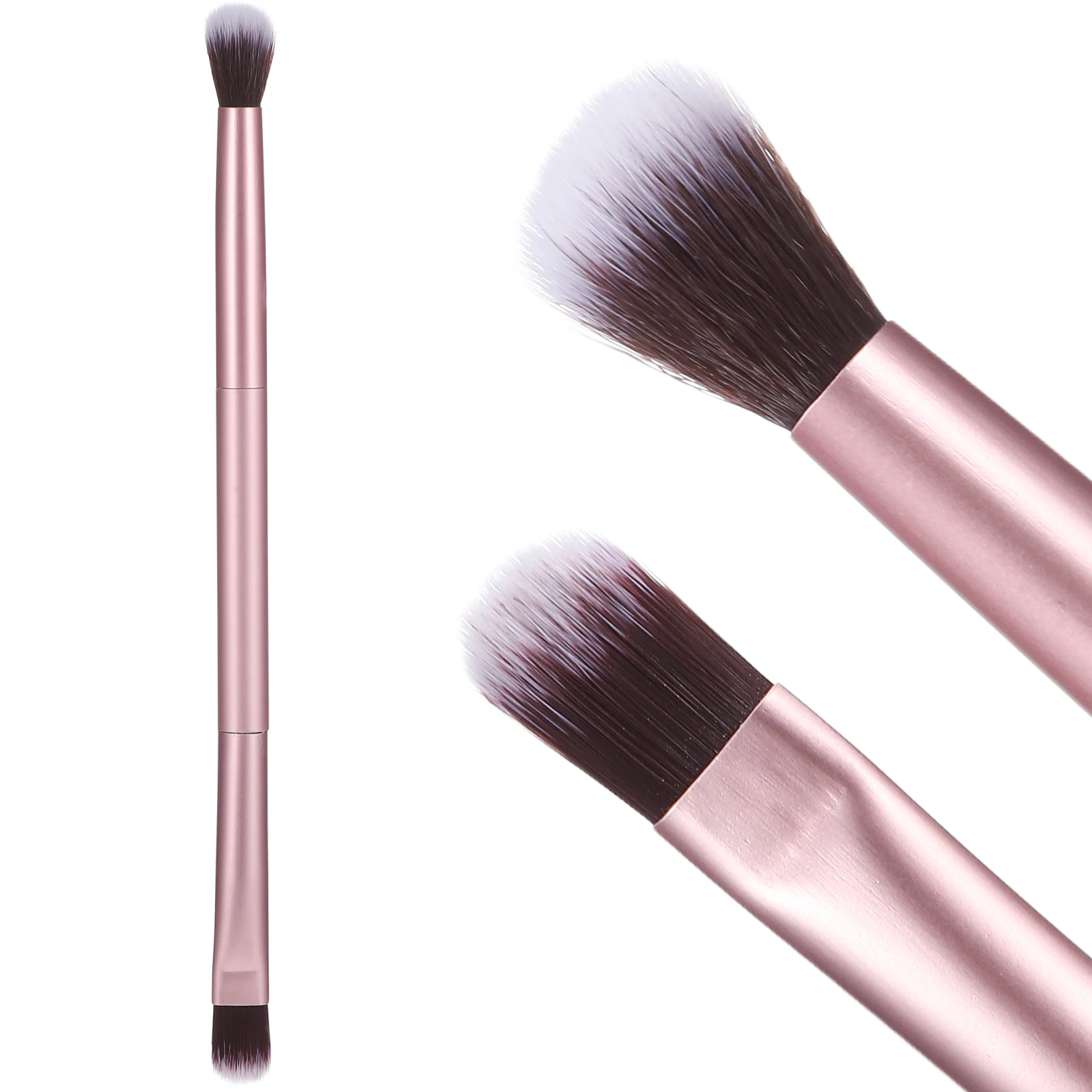 

Double Ended Makeup Brushes Aluminium Handle Premium Bristles Cosmetics Brush For Woman Natural Look Daily Professional Use