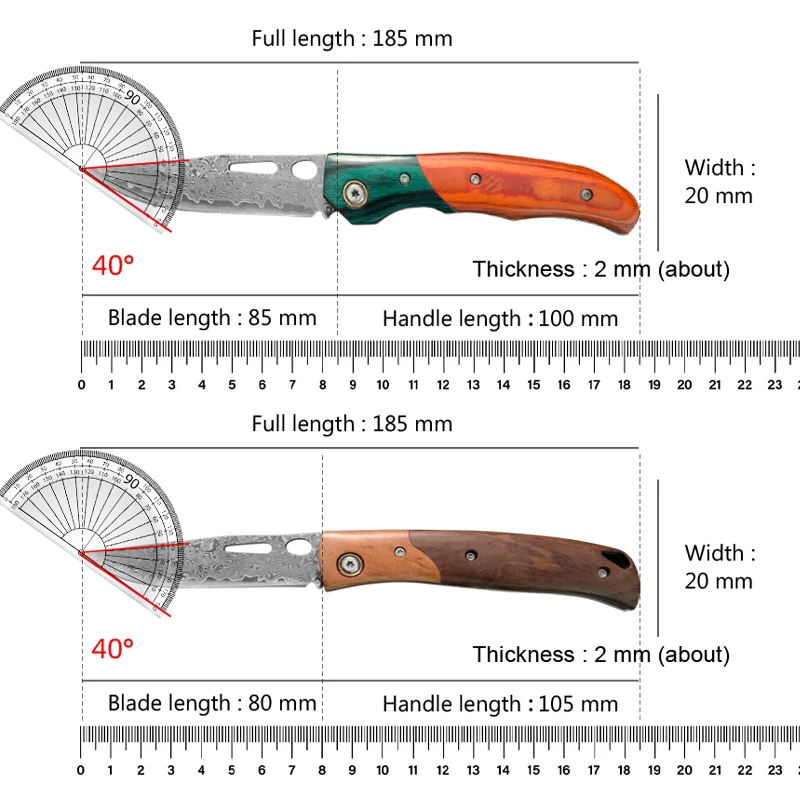 Damascus Steel Folding Pocket Knife Cutting Meat Paring Fruit Boning Knife Chef Butcher Knife Cooking Knife Kitchen Accessories