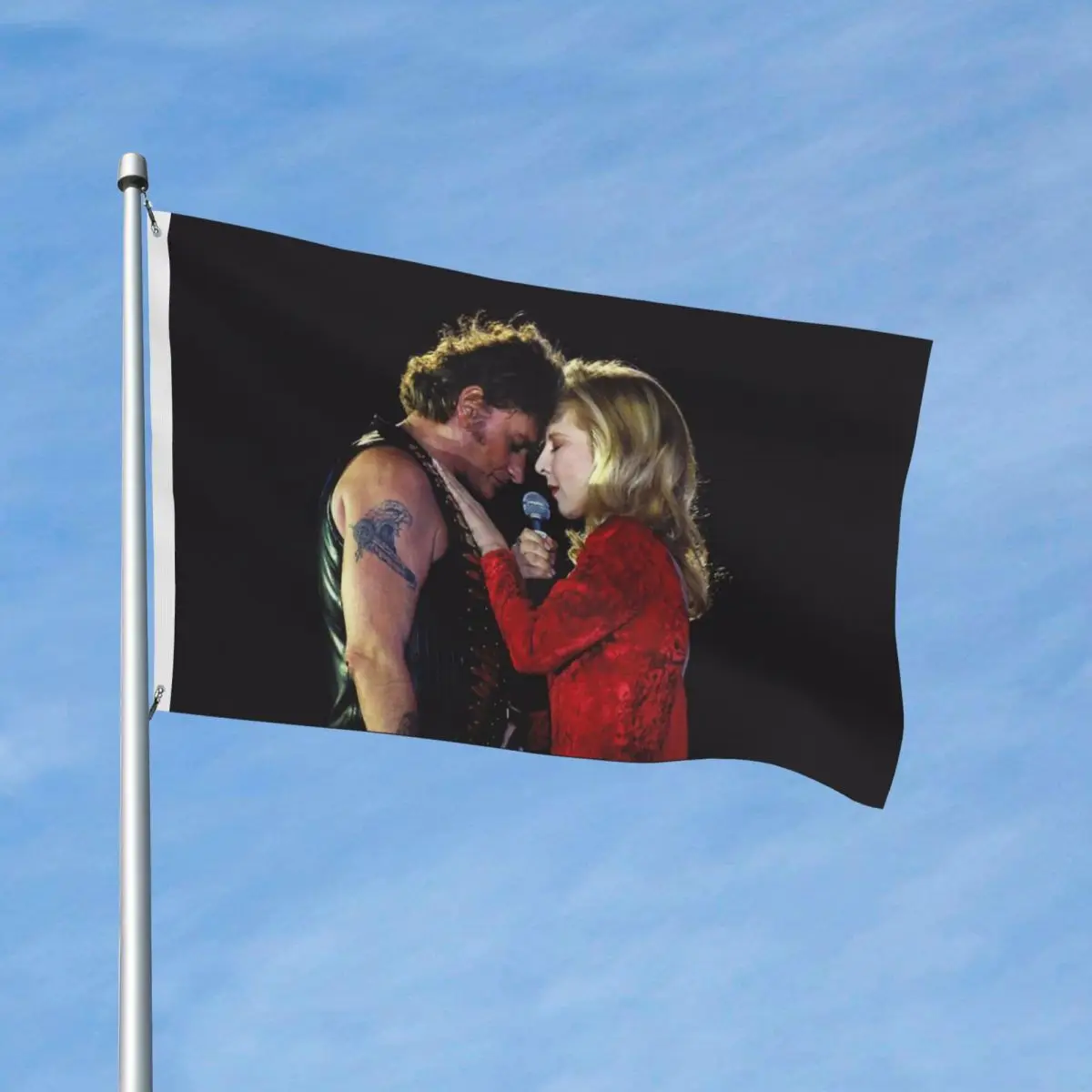 Johnny Hallyday And Sylvie Flag Outdoor Banner Polyester Rock Music French Singer Decoration Double Sided 60x90 90x150cm Flags